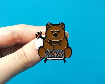 Bear grills enamel pin, pins, bear pin, funny pin, bear grylls, scouts, fun pin, cute pin, bear brooch, outdoor pin, pins and patches