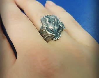 How to train your dragon Toothless jewelry Dragon jewelry Toothless ring Toothless gift Dragon ring Dragon present Night fury Silver
