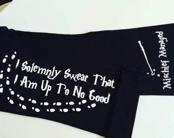 Harry Potter yoga pants - workout pants - yoga pants - leggings - Harry Potter - nerdy clothes - solemnly swear - mischief managed - HP gift