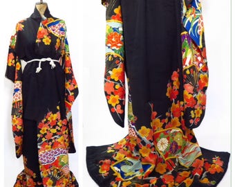 Vintage Silk Furisode Kimono