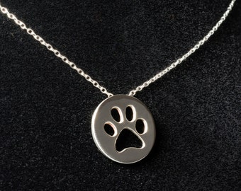 Sterling silver paw print cut-out