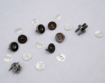 20 Gunmetal 14mm Metal Magnetic Snaps Dark Metal
