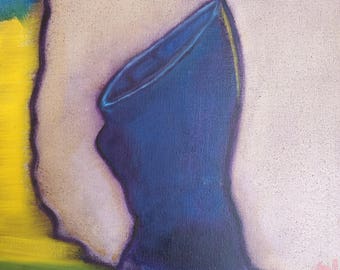 Reception, 16 x 12, original abstract oil painting on cardboard board