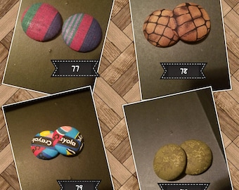 Fabric covered button earrings