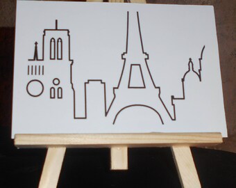Map postcard monuments of Paris