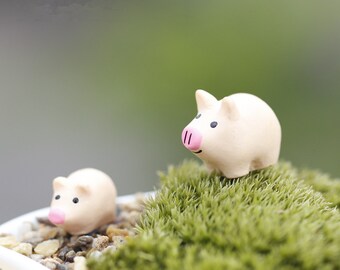 Miniature Pig Terrarium Figurine, Tiny Fat Cute Pig, Farm Animal, Terrarium Mini Garden Toy, Succulent Accessory