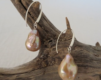 Large bronze baroque Pearl earrings