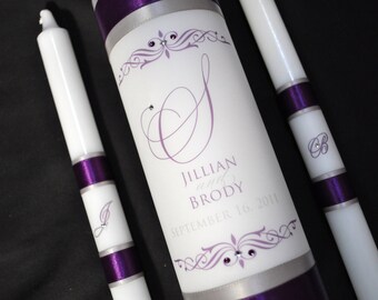 Monogram unity candle set with crystals