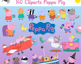 140 CLIPARTS - peppa pig - George Pig - Family Pig - PNG transparent