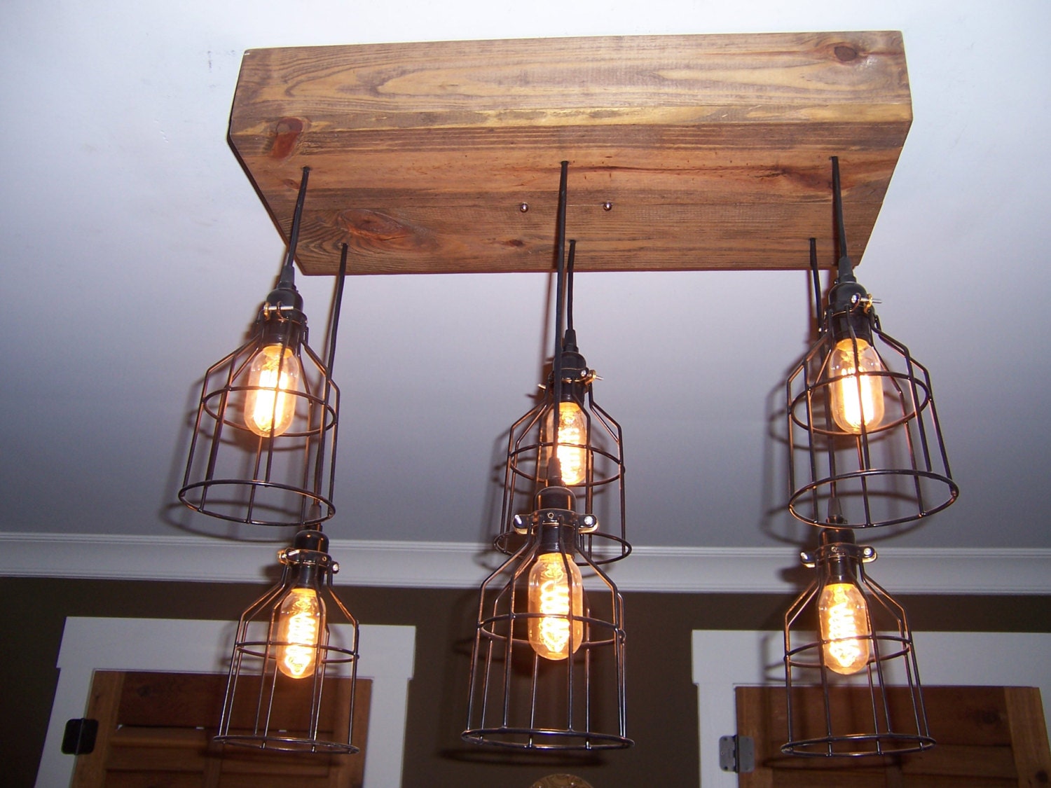 The Farmhouse Industrial Cage Chandelier Light Edison Bulb Zoom