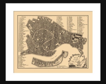 Vintage Map of Venice Italy Sepia Print Poster