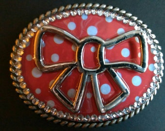 Bow Belt Buckle With Rhinestones