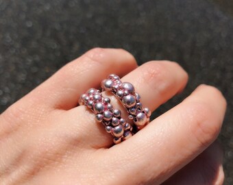 Sterling Silver Rings, Boho wedding, boho jewelry, pink, handmade one of a kind