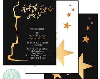 Oscar Party Invitation | And the Oscar Goes To | Oscars Invitation | Academy Awards Invitation | The Oscars - 5x7 with reverse side