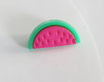 Watermelon pink and green button