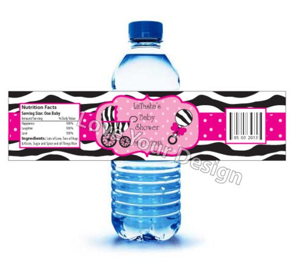 Items similar to Zebra Water Bottle Labels for Baby Shower or Zebra Water Label for Birthday pdf ...