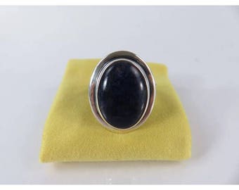 Vintage dark lapis sterling silver ring