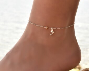 Pearl Anklet Bracelet, Anklet, Beaded Anklet, Sterling Silver Anklet Bracelet, Delicate Anklet Bracelet, Ankle Jewelry, Ankle Chain Charm