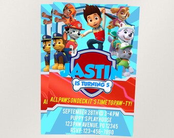 Paw Patrol Birthday Invitation, Paw Patrol Invitation, Paw Patrol Birthday Party, Paw Patrol Party, DIY, EDITABLE TEXT, Instant Download
