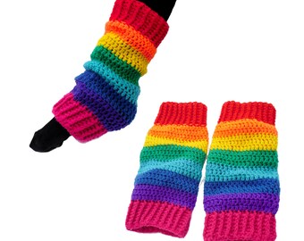 Rainbow Leg Warmers, Chunky Leg Warmers, Kawaii Leg Warmers, Rave Leg Warmers, Yoga Leg Warmers, Cosy Boot Socks, Unusual Gift, Gift for Her