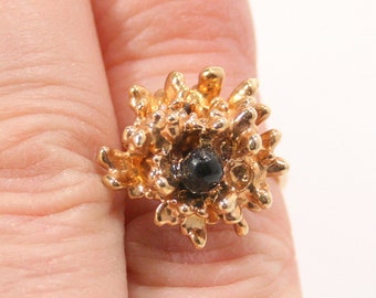 Vintage Modernist Ring Vintage Gold Spikes Costume Jewelry Statement Ring