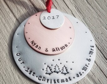 First married Christmas Ornament - Mr and Mrs Ornament - Our first Christmas as Mr and Mrs - First Christmas Married Ornament - Newlywed -