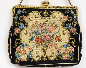 Petit Point Purse / Tapestry / Czechoslovakia / Art Deco / Handbag
