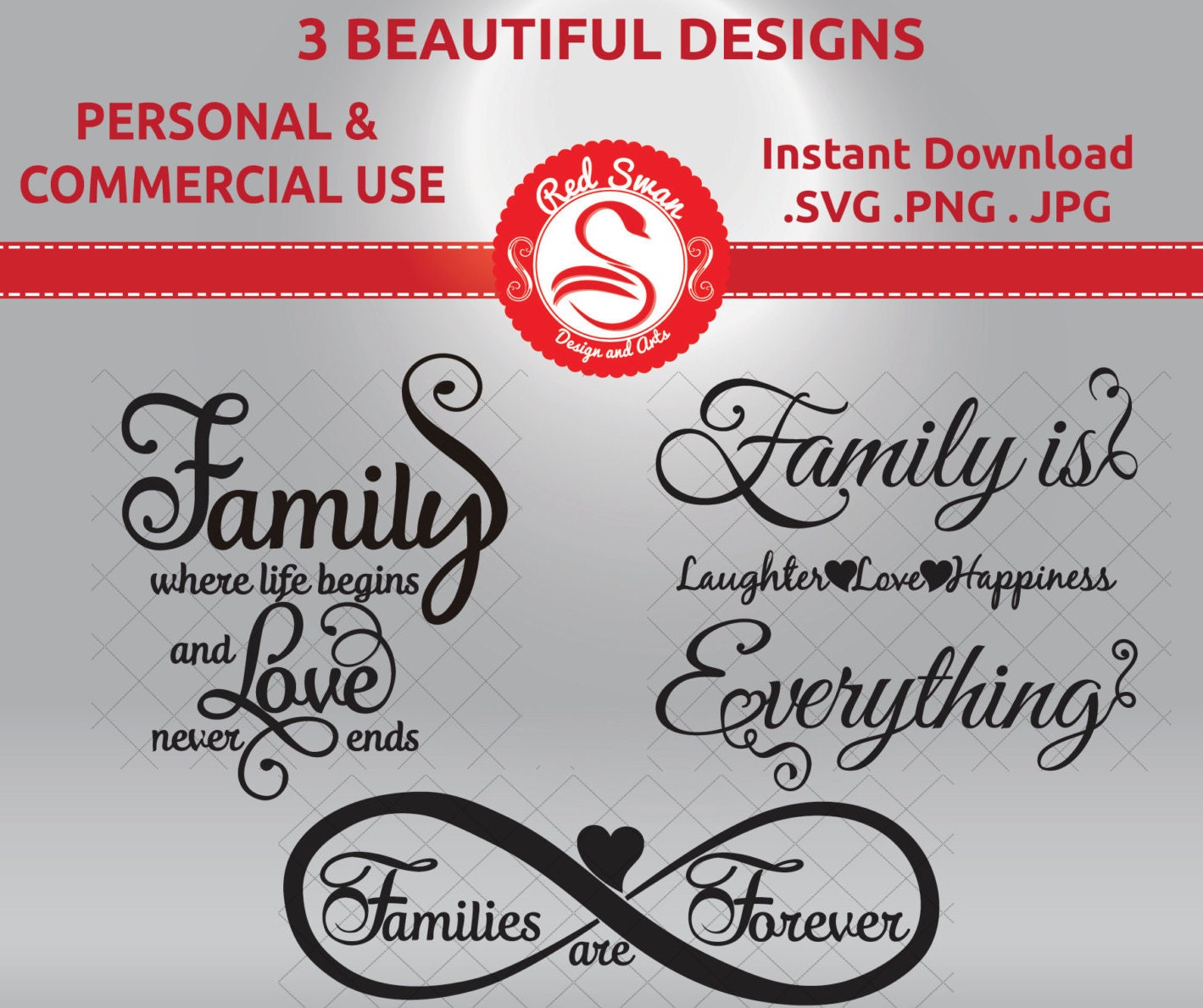 3 Family Quotes Cutting File SVG DXF PDF jpg png