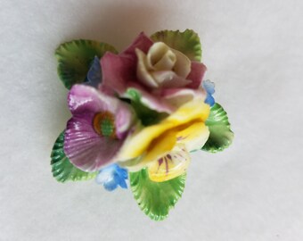 Vintage Floral brooch Staffordshire bone china