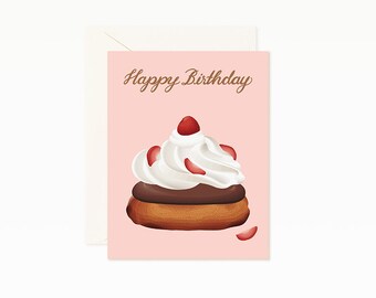 Strawberry Donut Happy Birthday Card