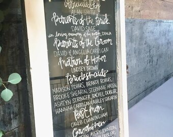Custom Hand Lettered Window Pane Wedding Sign