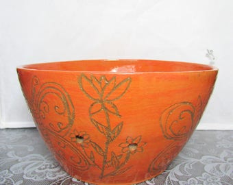 Knitting Bowl. Yarn bowl.Summer garden Yarn bowl.Cute Ceramic bowl yarn for knitters crocheters.kichen decor Crochet knitting.Ready to ship!