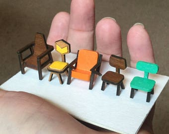 1:48 Chair KIT- Quarter Scale 1/4 Mid Century Modern Miniature Furniture