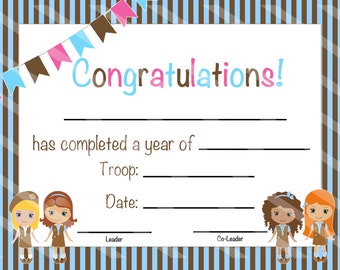 INSTANT DOWNLOAD - Scout Certificate of Completion - Scout Bridging Award - Scout Certificate - DIY - Print at Home