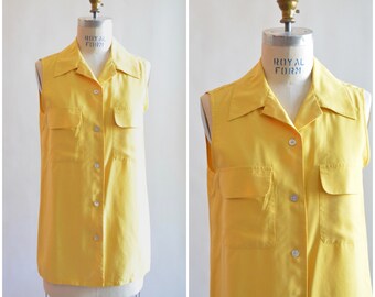 Vintage 1990s yellow SILK tank