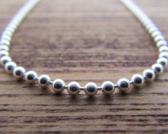 Sterling Silver Ball Chain, 30 Inch Chain, 3mm Sterling Chain, Silver Bead Chain, Sterling Bead Chain, 925 Chain, Italian Silver Chain
