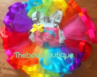 trolls poppy overall ribbon trimmed tutu set