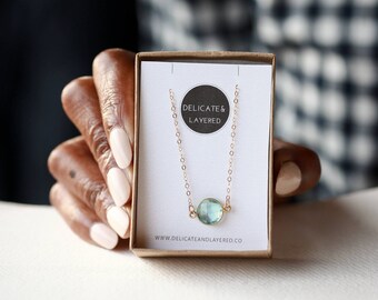 December Birthstone Necklace, Gold Topaz Necklace, December Birthday, Gold Birthstone, 14K Gold Filled, Birthstone Pendant, London Blue