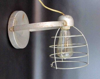 Vintage Industrial Wire Shade Work lamp. Circa 1960's.
