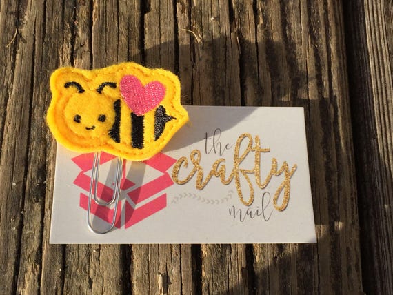 Valentine Bee Clip/Planner Clip/Bookmark. Valentine's planner clips