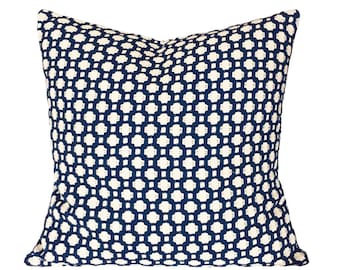 Schumacher Indigo Blue Betwixt Throw Pillow Cover - Both Sides - 10x20, 12x16, 12x20, 14x18, 14x24, 16x16, 18x18, 20x20, 22x22, 24x24