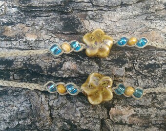 Hemp Flower Friendship Bracelets - Yellow