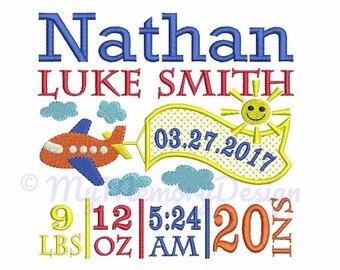 Birth Announcement Template Embroidery Design - Baby Boy Embroidery - Birth Template - INSTANT DOWNLOAD - Machine embroidery design - 3 size