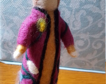 Girl In Her Fancy Coat Needle Felted Figure