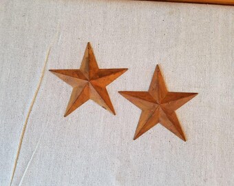 3.5 inch Rusty Tin Stars, Package of 2, Tin Stars, Rusty Tin Star, Primitive Craft Supplies, Wedding Supplies, Metal Star, Rusty Star