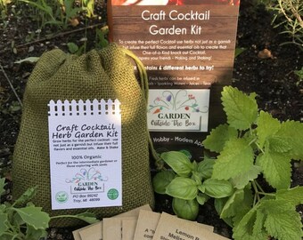 Craft Cocktail Herb Garden Kit - 100% USDA Organic - Herb Seeds - Fun & Easy Specialty Garden - Unique Gardening Gift Set - Beginner