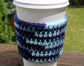 Crochet Coffee Sleeve - Blue