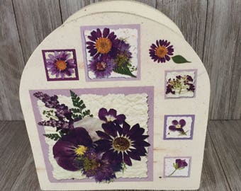 Napkin Holder with Purple Flowers