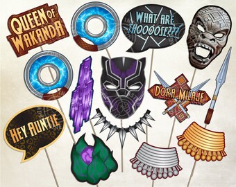 Black Panther INSPIRED Photobooth Props #2 - Digital Download - Printable Party Decoration Wakanda Vibranium Killmonger T'Challa Birthday