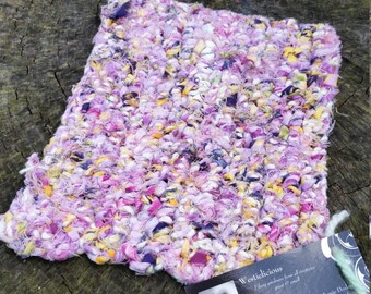 Crochet Hot Pad with Hand-spun Rag Yarn - FREE SHIPPING